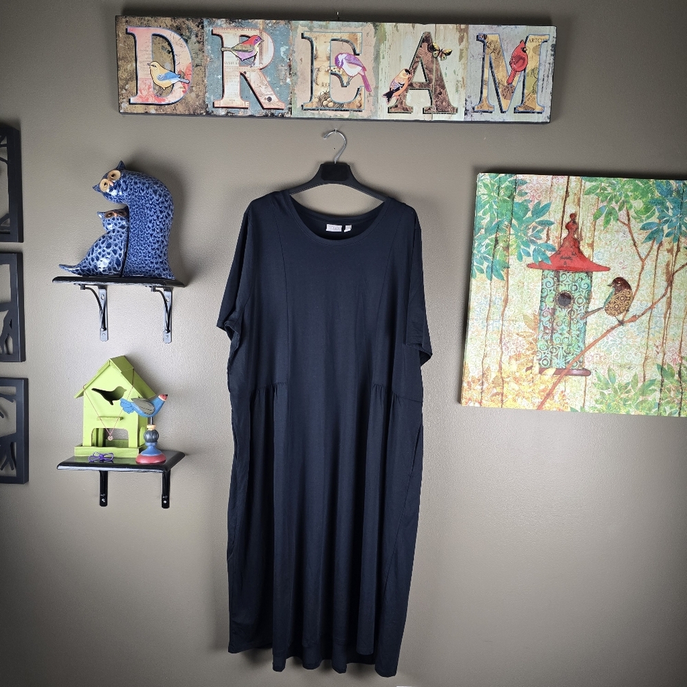 LOGO Lori Goldstein lagenlook Black Dress 3X